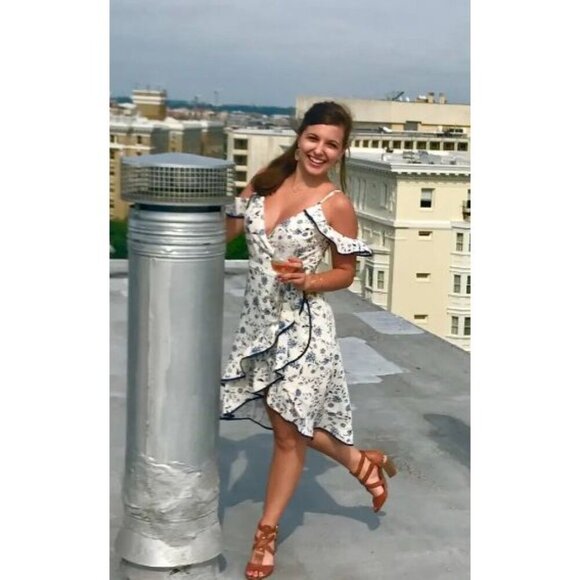 Greylin White Emma Ruffled Wrap Dress - Picture 2 of 14